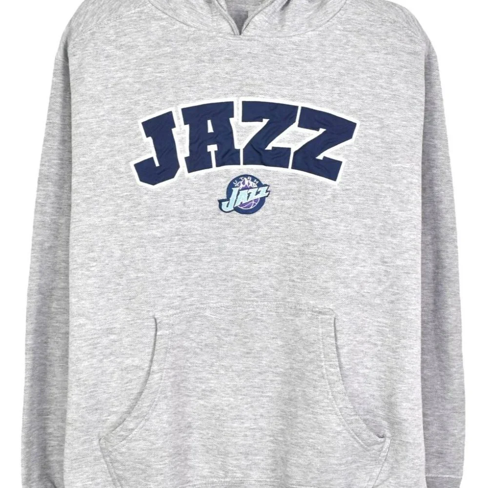 Vintage Utah Jazz hoodie, NBA grey embroidered sweatshirt - AU Medium - Picture 1 of 3